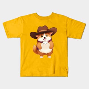Cute Cowboy Corgi Kids T-Shirt